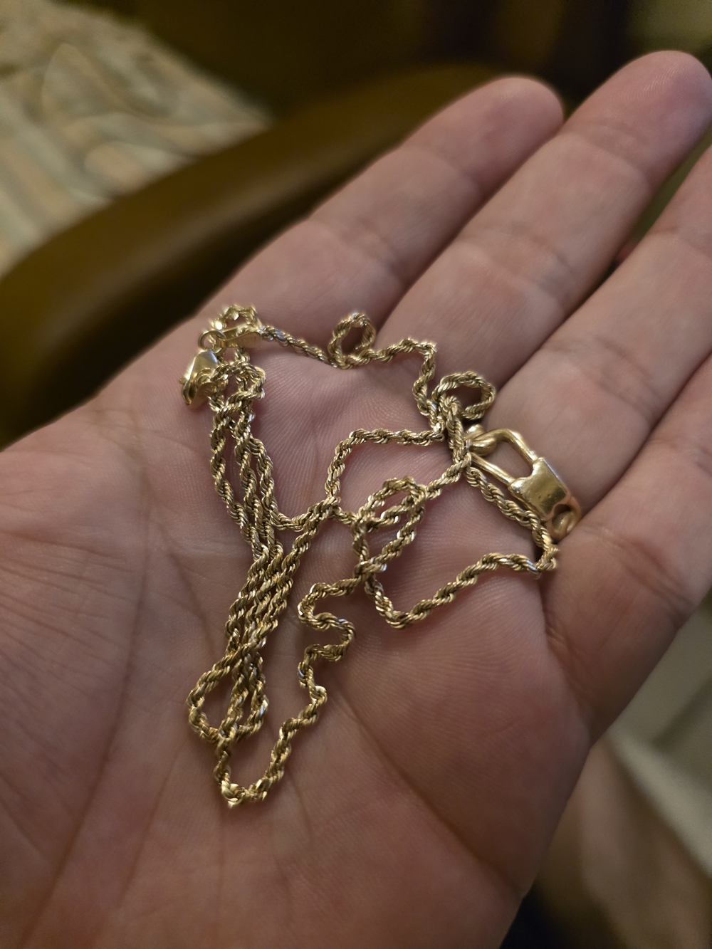 10K Gold Rope Chain Necklace 20" Inches